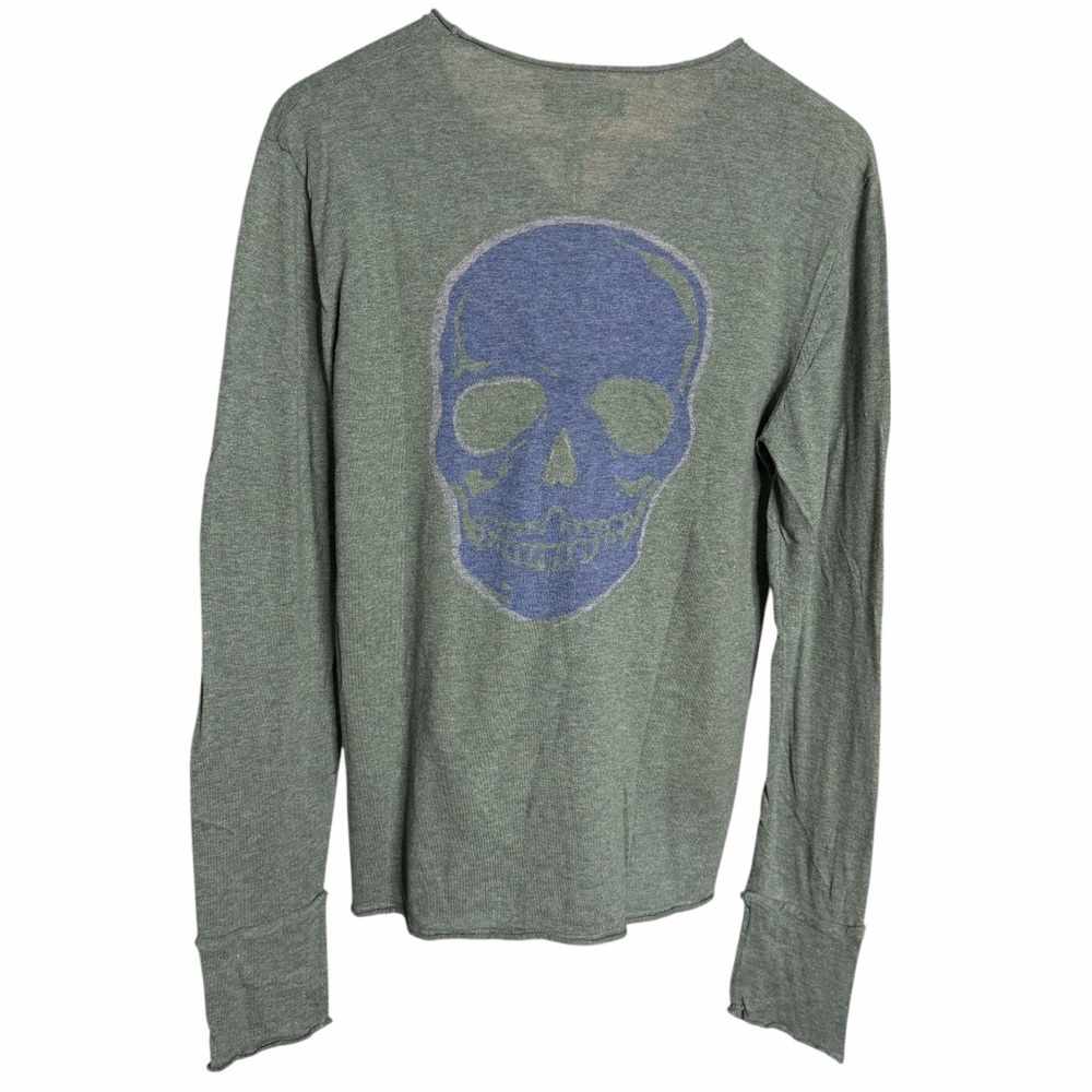 Zadig & Voltaire Flashlight Cotton Green Henley Skull Long Sleeve‎ - Picture 5 of 5